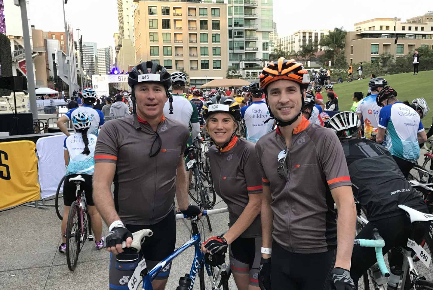 Part of Team SBP at Petco Park. From left: James Short, Lix Schwarzbach, Marco Maruggi