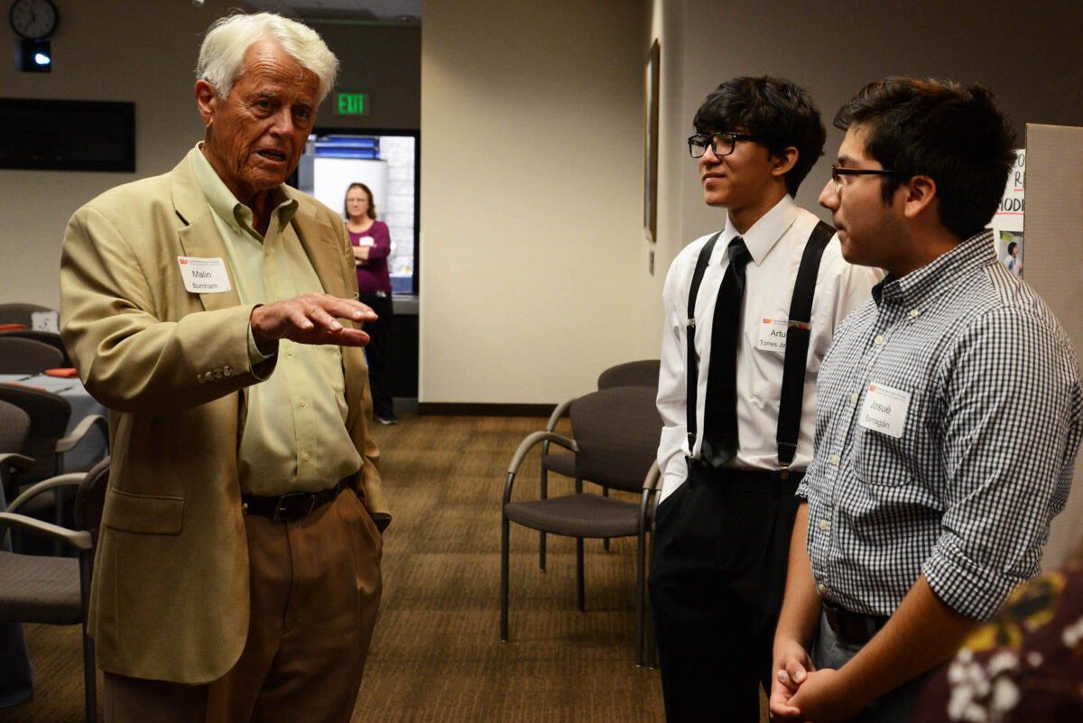 SBP Board Trustee Malin Burnham with Arturo Torres Jimenez and Josué Barragán