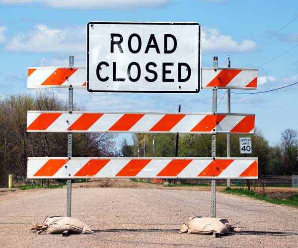 Road Closed sign