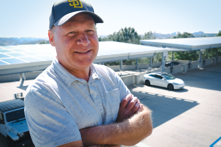 John Reed with the new solar panels