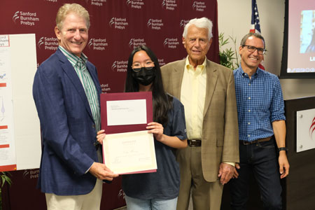 Preuss intern Lilly Hoang with (left to right) Wainwright Fishburn,  Malin Burnham and Max D’Angelo, Ph.D