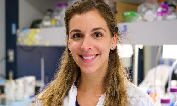 Cynthia Lebeaupin, PhD headshot in lab