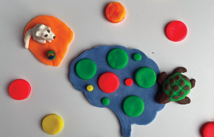 brain made with play-doh illustrating pediatric brain cancers