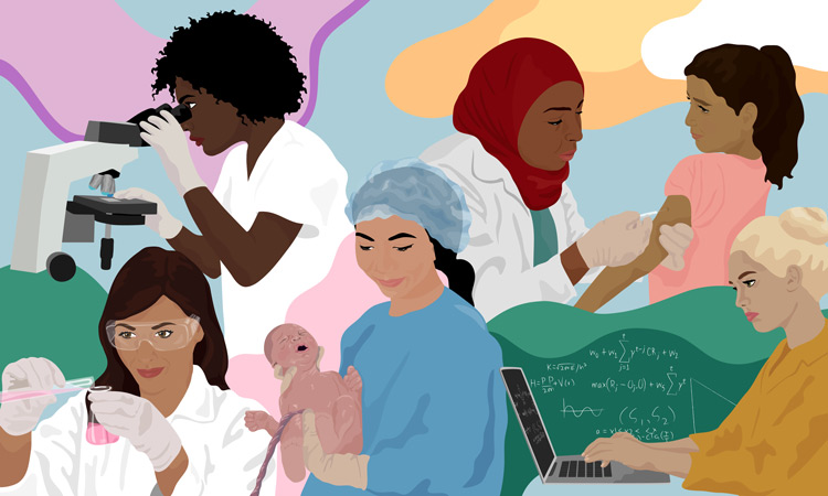 illustration of women in STEM