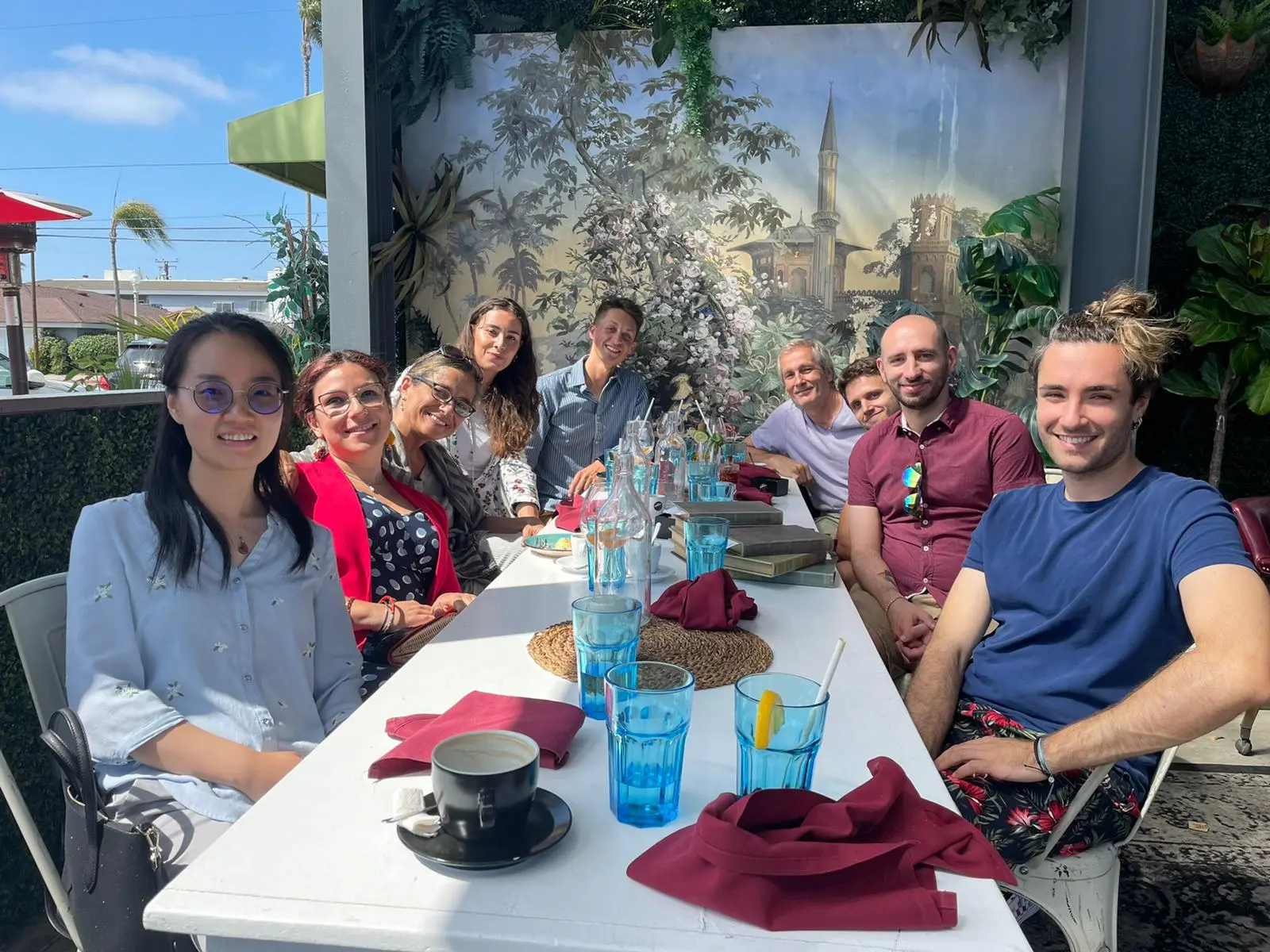 Puri Lab members sitting at a table having a meal