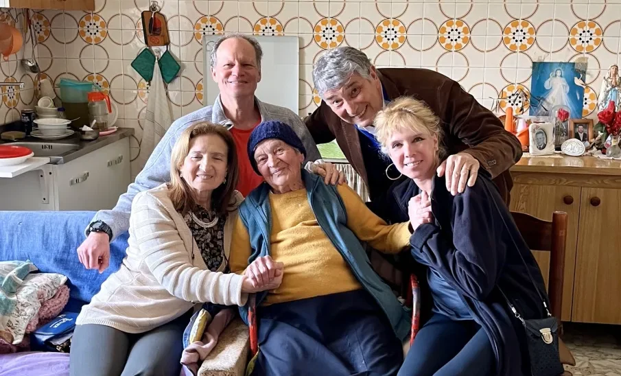 Scientists from San Diego are conducting a longitudinal study to better understand how and why residents in the Cilento region live so long and so well, often surpassing 100 years. Nicolina (center) is a 101-year-old participant in the study. (David Brenner)