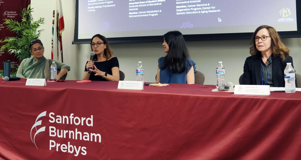 left to right Alessandra Sacco, Caroilne Kumsta, Sherine Sun and Linday Bradley sit on panel