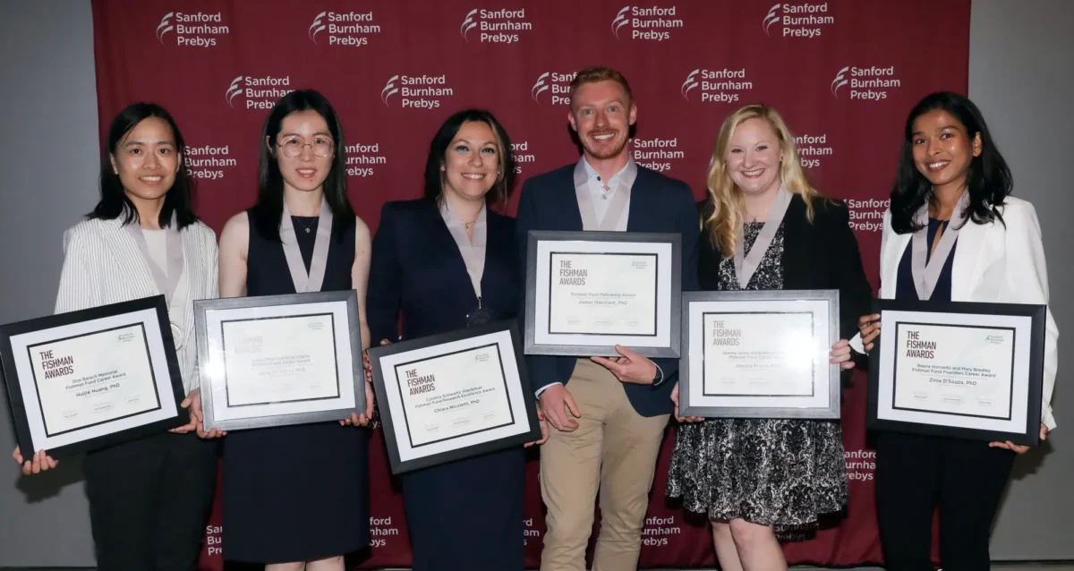 2024 Fishman Award winners from left: Huijie Huang, Kelly Yichen Li, Chiara Nicoletti, James Marchant, Jessica Proulx, Zinia D’Souza