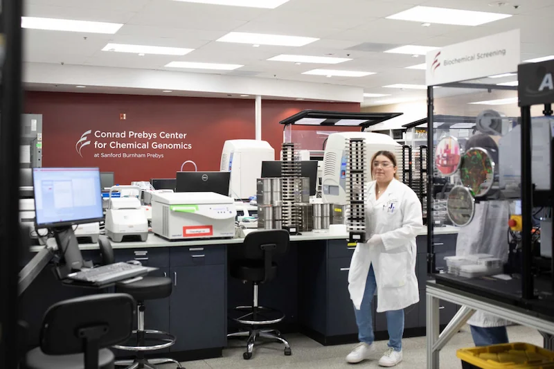 researcher at work in Prebys Center