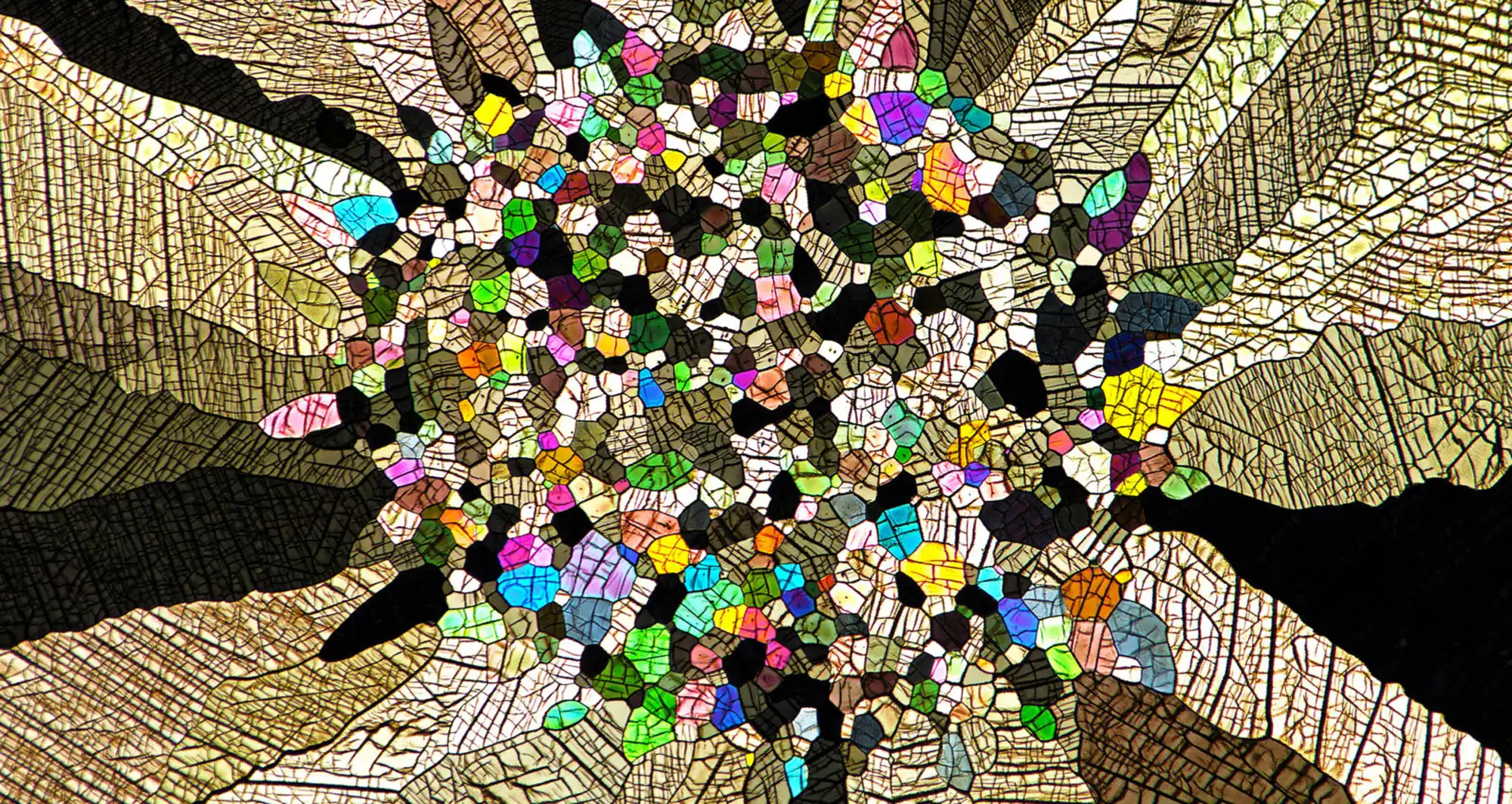 polarized light micrograph depicts caffeine crystals