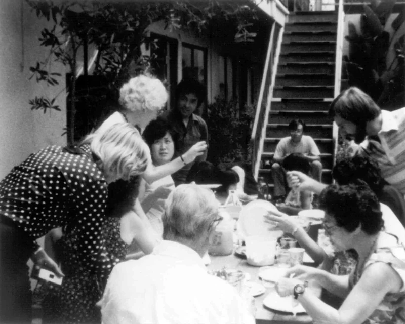 Lillian Fishman and lab members at a lab reception at original La Jolla Cancer Research Foundation 417 Coast Blvd location