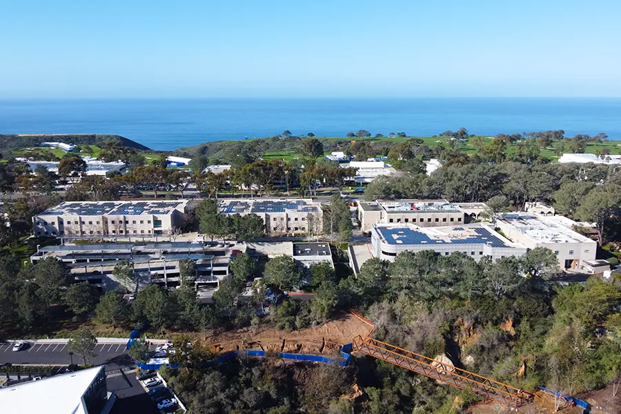 Aerial view from east of the Sanford Burnham Prebys campus in La Jolla.