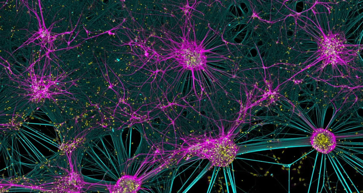 confocal micrograph of human neurons reprogrammed from skin cells. Image courtesy of Bruno Cisterna and Eric Vitriol, Medical College of Georgia at Augusta University.