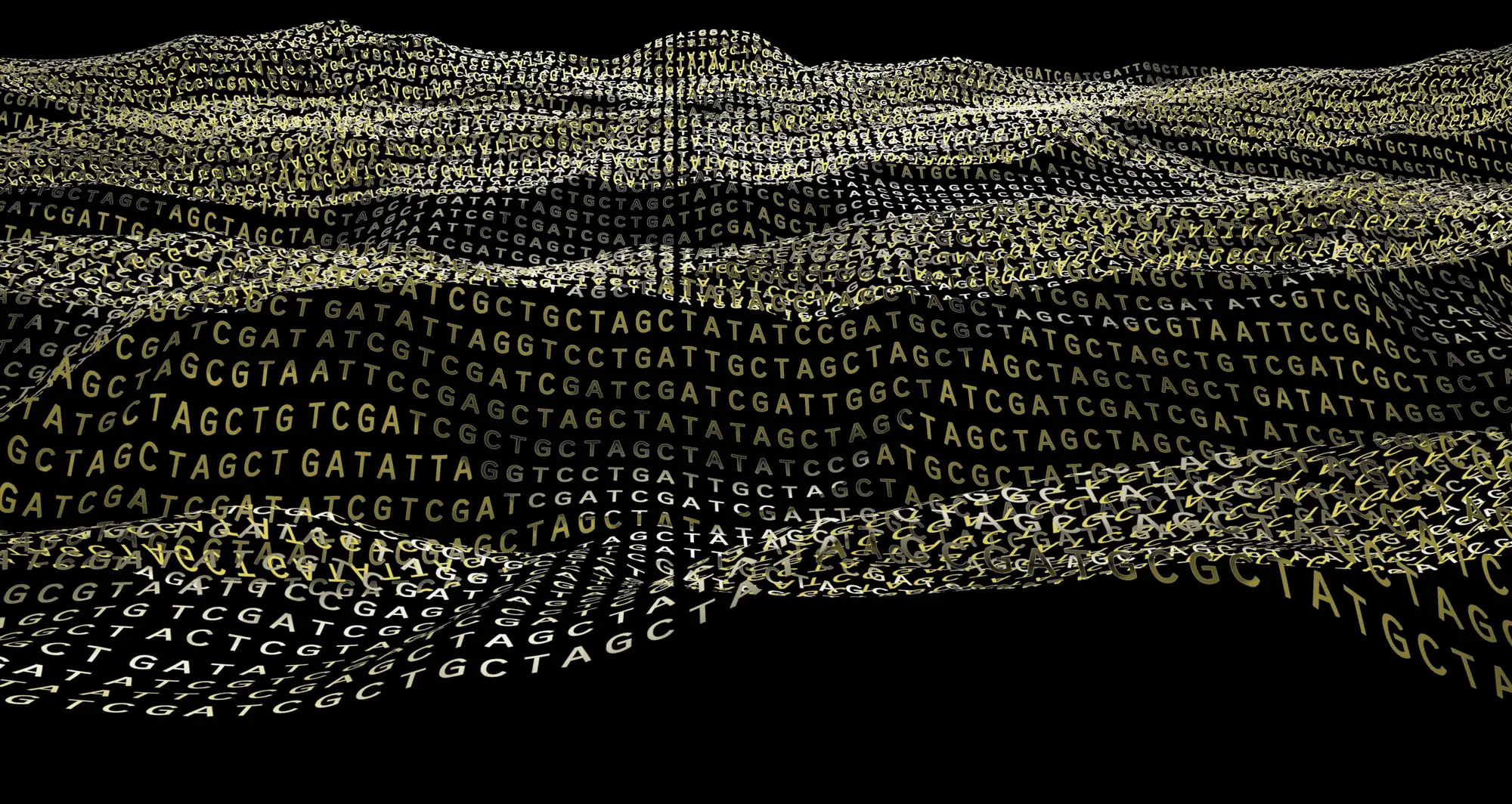 Abstract digital stream of DNA code. 3D rendering.