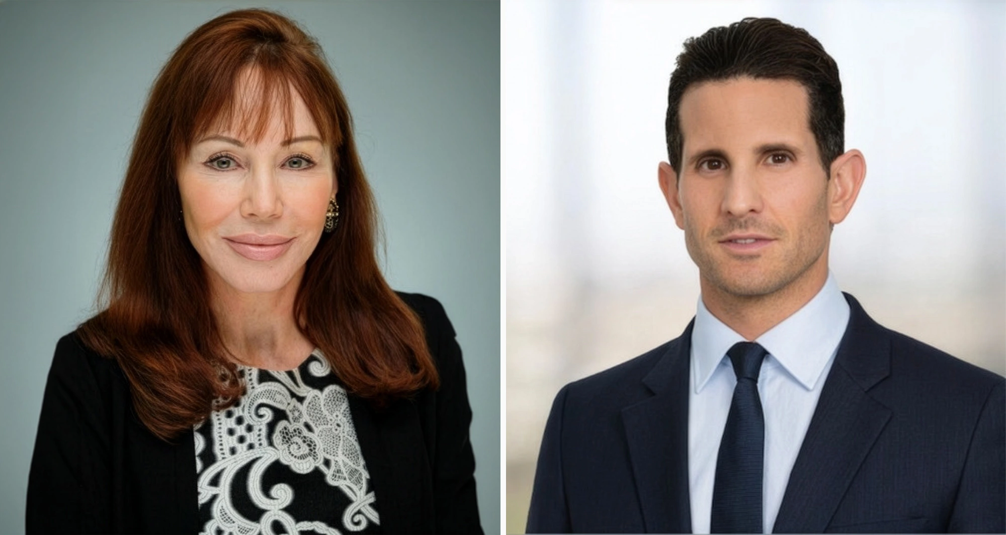 Sheri Jamieson and Neil Davis Wachsberger, side by side profile photos