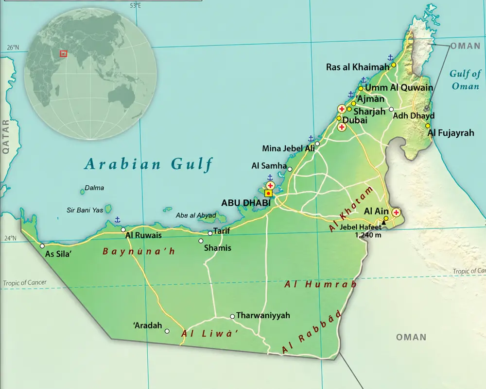 map of the UAE